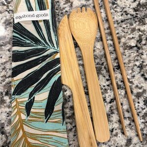 Vagabond Camping or travel Utensil Set - Natural wood